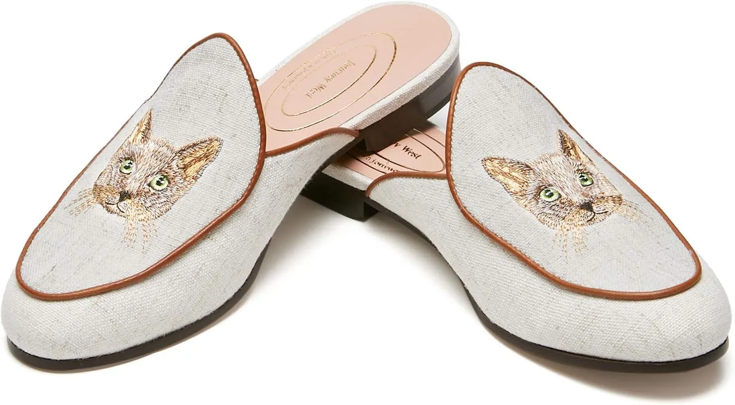 Journey West Women's Mules Flats with Embroidery Belgian Loafers Slip on Slippers for Women