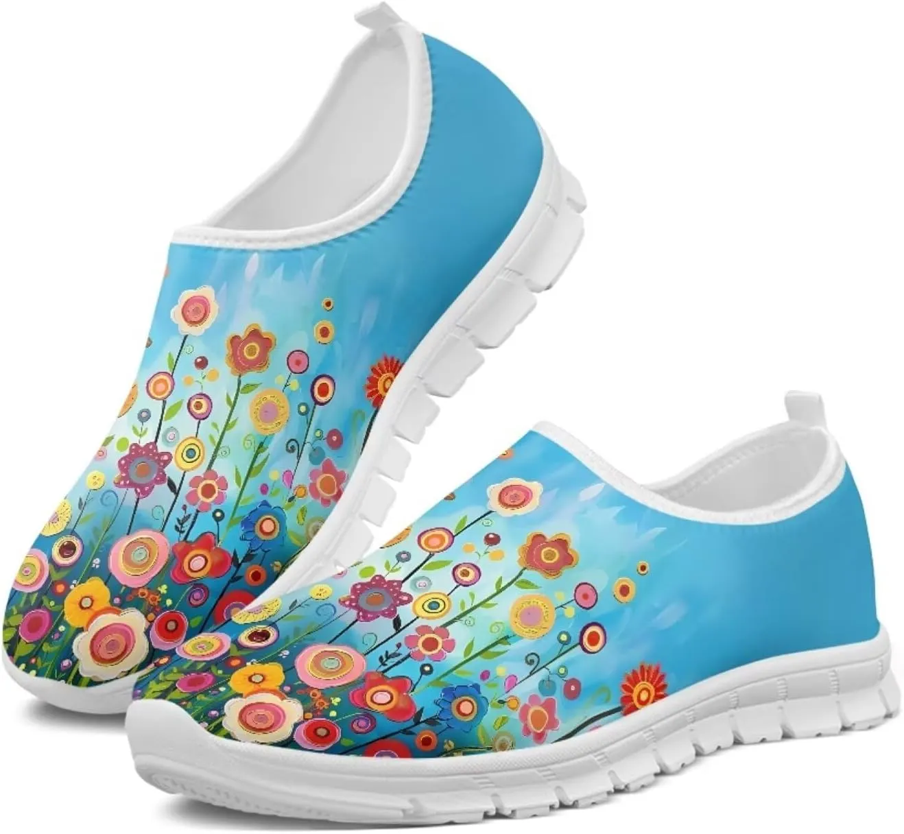 JoyLamoria Women's Loafers Hippie Flower Butterfly Sneakers Fashion Lightweight Low Top Sneakers All-Day Comfort & Support
