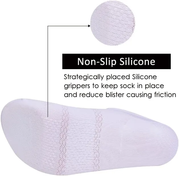 JOYNÉE Men's 6 Pack Casual Cushion Anti-Slid Cotton No Show Socks with Silicone