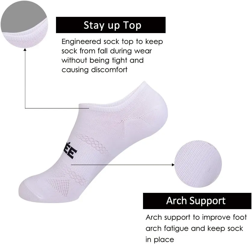 JOYNÉE Men's 6 Pack Casual Cushion Anti-Slid Cotton No Show Socks with Silicone