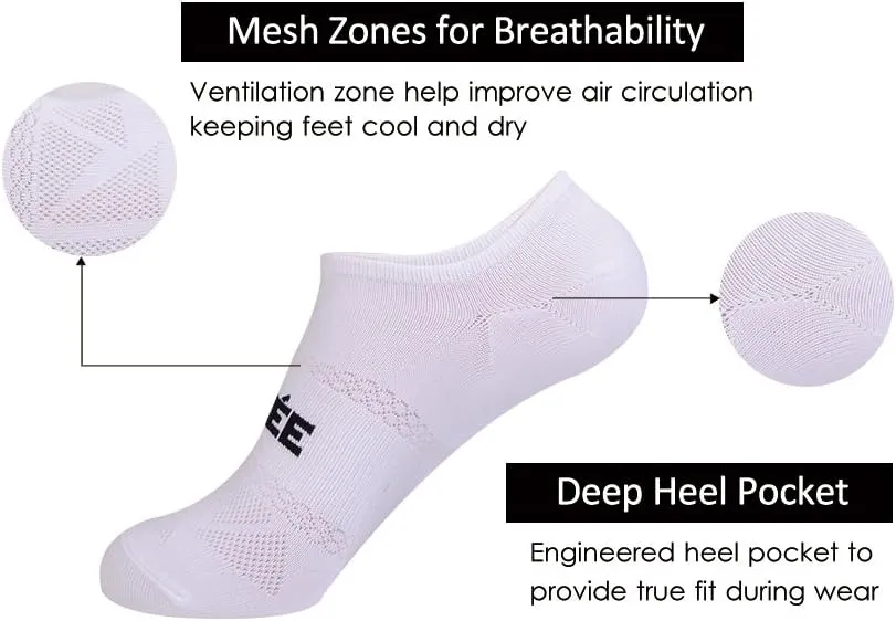 JOYNÉE Men's 6 Pack Casual Cushion Anti-Slid Cotton No Show Socks with Silicone