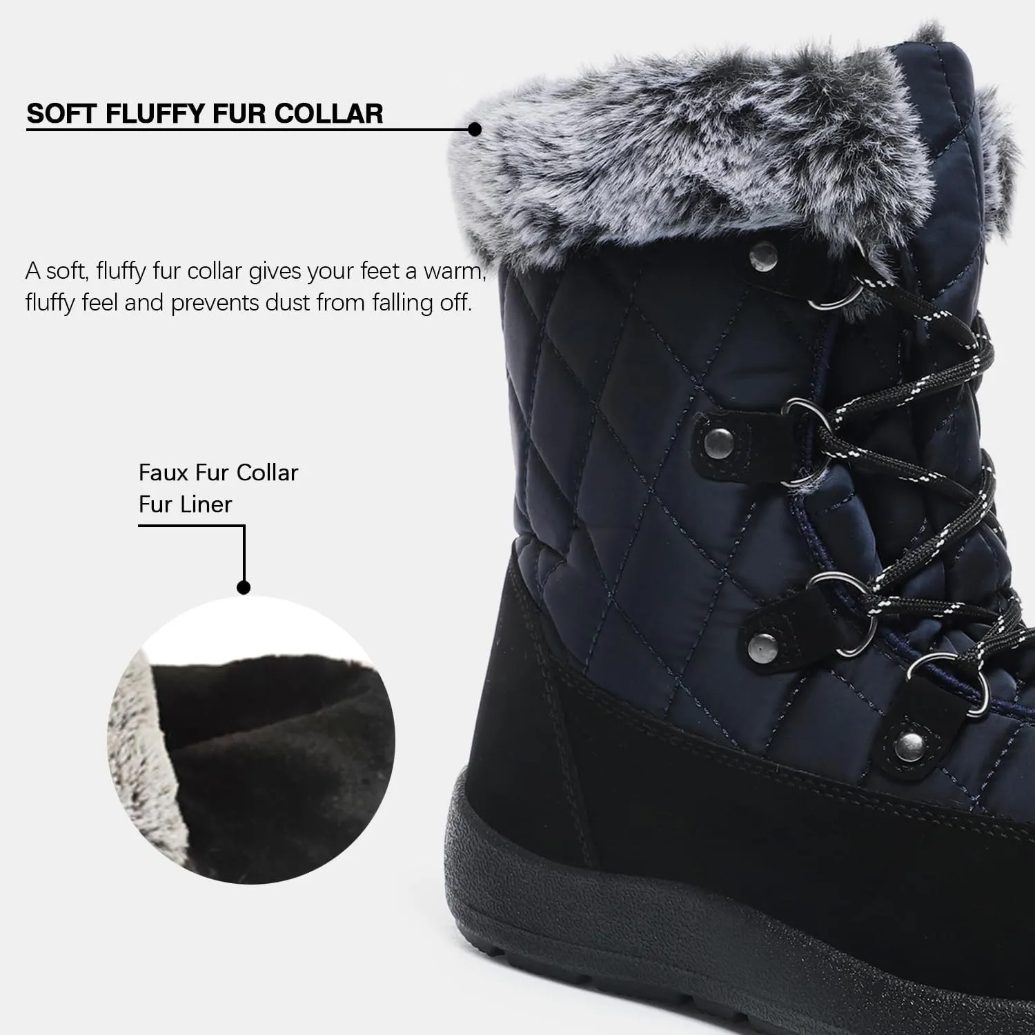 JSWEI Women's Snow Boots Warm and Comfortable Outdoor Non Slip Fur Lined Winter Boots Anti Cold Zipper Snow Boot