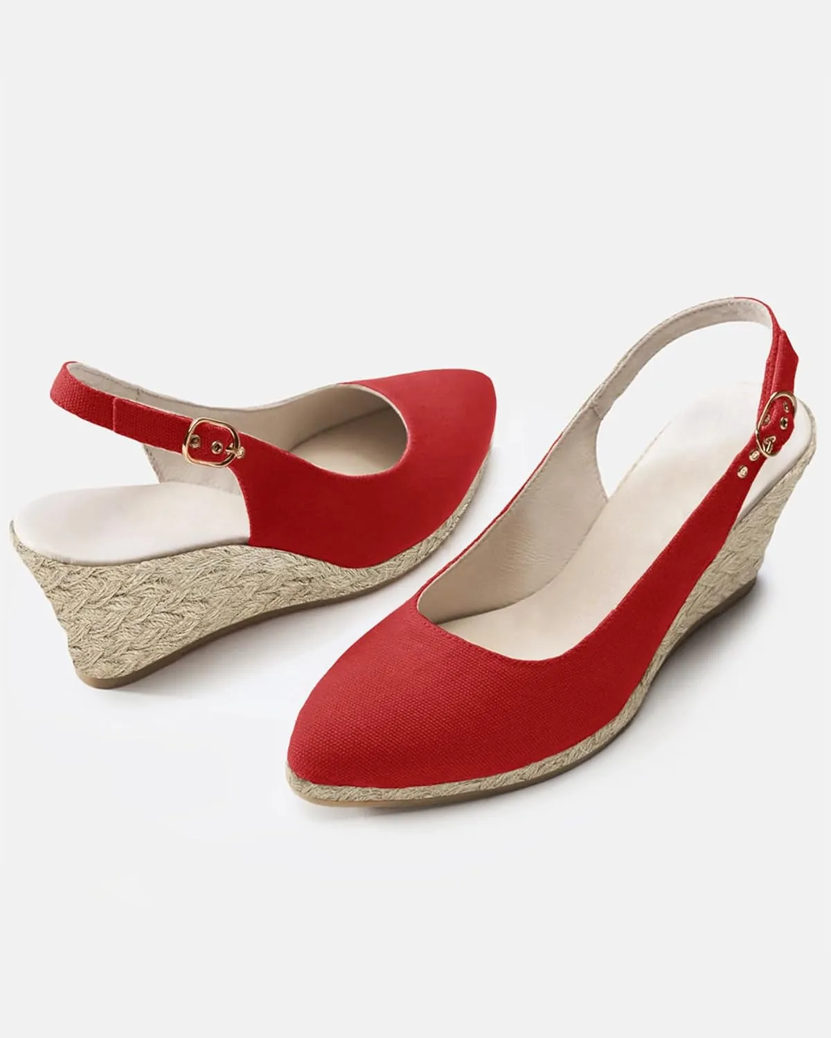 Juliet Holy Womens Wedge Sandals Espadrilles Closed Toe Slingback Buckle Strap Comfortable Casual Summer Wedges Shoes