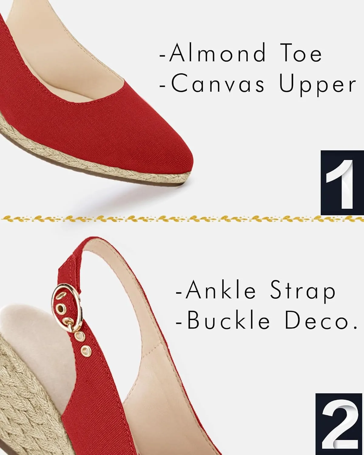 Juliet Holy Womens Wedge Sandals Espadrilles Closed Toe Slingback Buckle Strap Comfortable Casual Summer Wedges Shoes