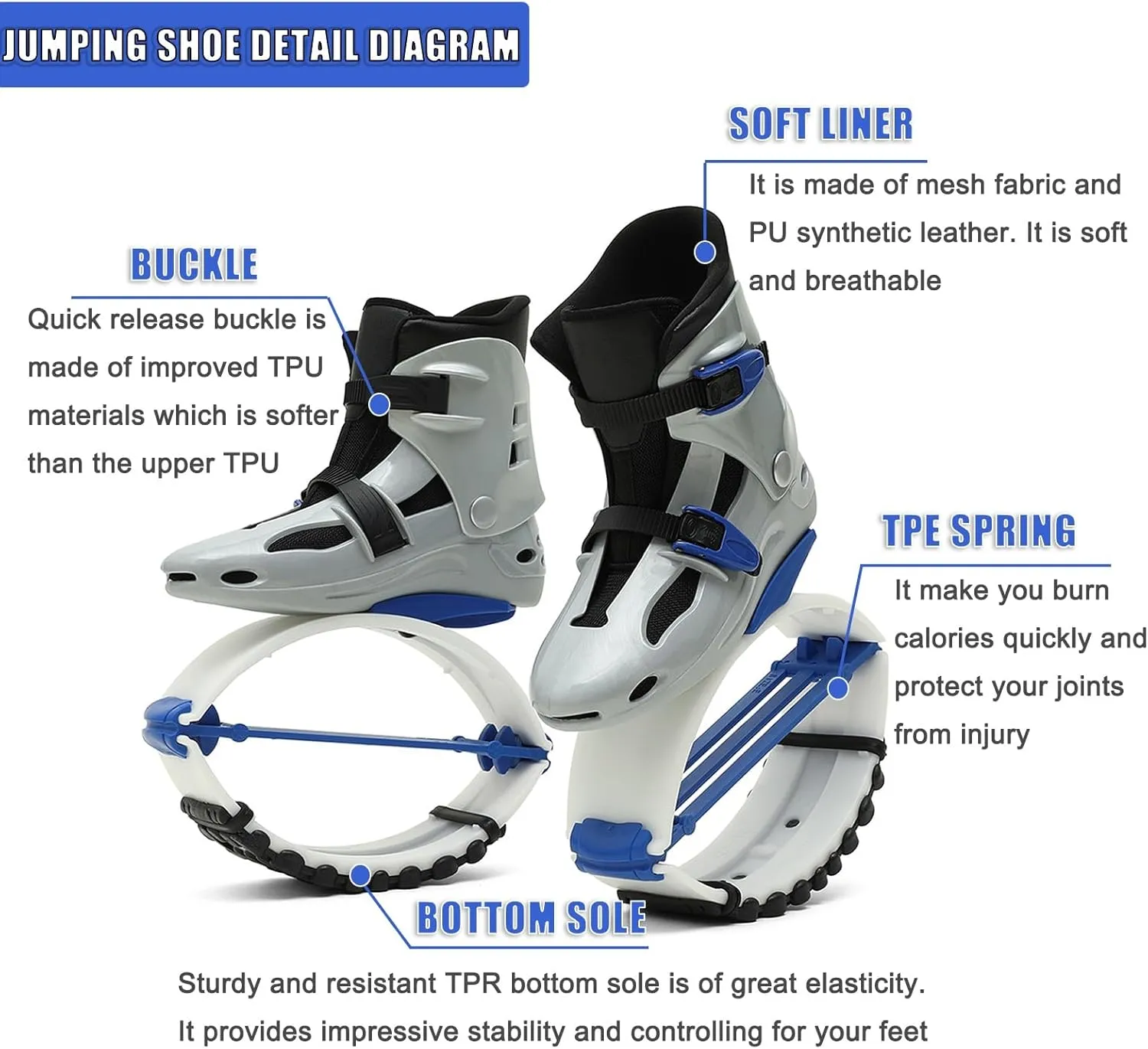Jump Kangaroo Shoes Jump Shoes Men's and Women's Fitness Shoes, Bouncing Shoes, Exercise Moon Shoes, Indoor and Outdoor Jump Shoes