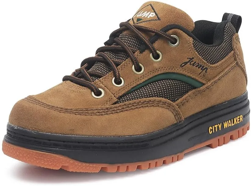 JUMP Unisex Odie Walking Shoes Round-Toe Lace-Up Sneakers Genuine Leather Casual Shoes