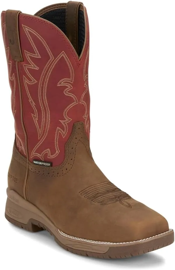 Justin NiTread 11” Composite Toe Boots for Men - Commander Collection - Square Toe Full-Grain Leather Men’s Work Boots with Comfort Footbed and Oil & Slip-Resistant Outsole