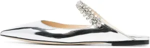 keleimusi Flat Mules with Crystal Strap Slide Pointed Toe Leather Sandals