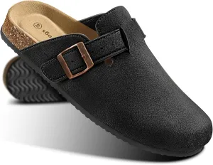 KEMISANT Women Clogs Comfortable Mules Clogs Sandals Slippers Men Women-Suede Upper Cushioned Cork-Footbed