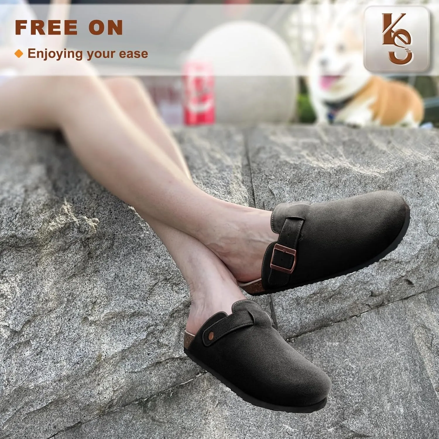 KEMISANT Women Clogs Comfortable Mules Clogs Sandals Slippers Men Women-Suede Upper Cushioned Cork-Footbed