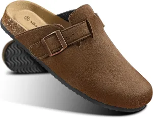 KEMISANT Women Clogs Comfortable Mules Clogs Sandals Slippers Men Women-Suede Upper Cushioned Cork-Footbed