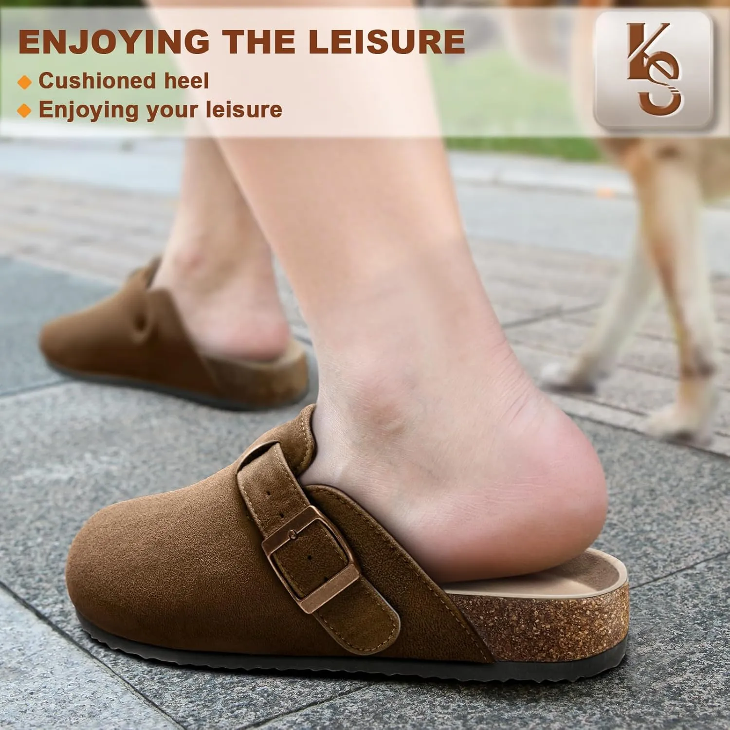 KEMISANT Women Clogs Comfortable Mules Clogs Sandals Slippers Men Women-Suede Upper Cushioned Cork-Footbed