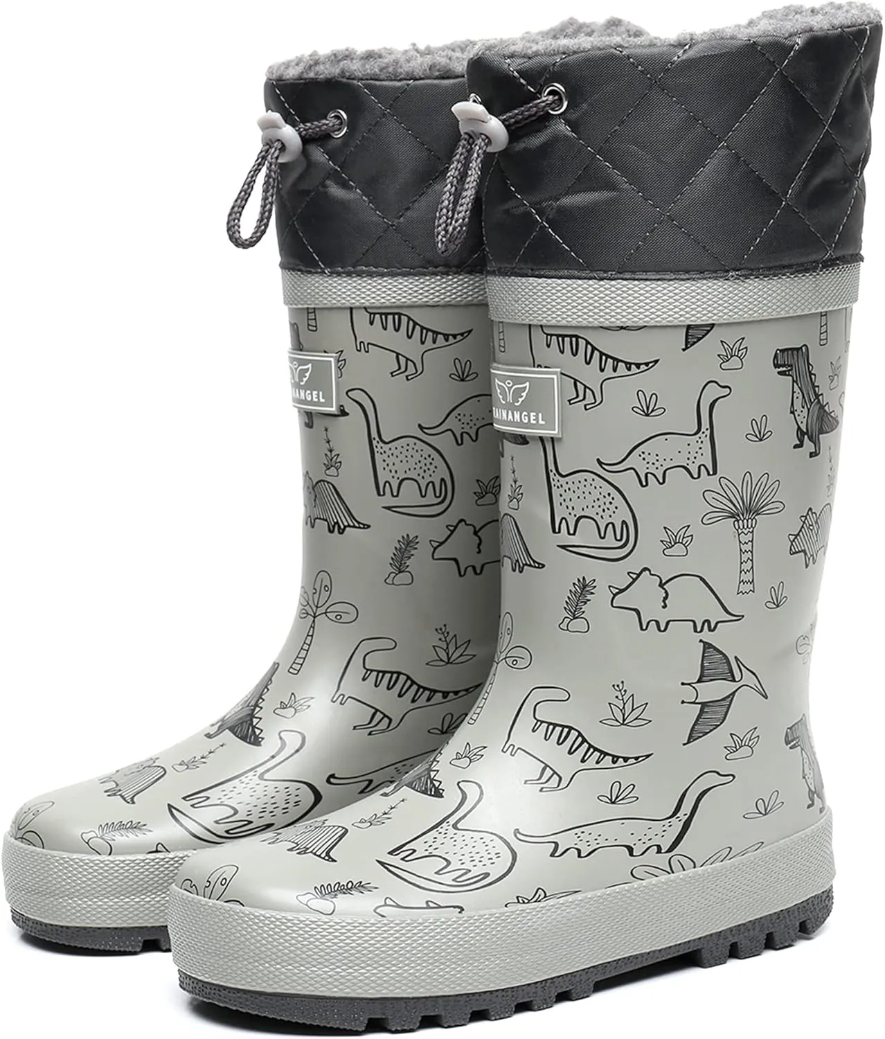 Kids Rain Boots for Girls and Boys with Fur Lining, Waterproof Warm Winter Rubber Rain and Snow Boots-with Fun Printed & Colors for Toddlers and Kids