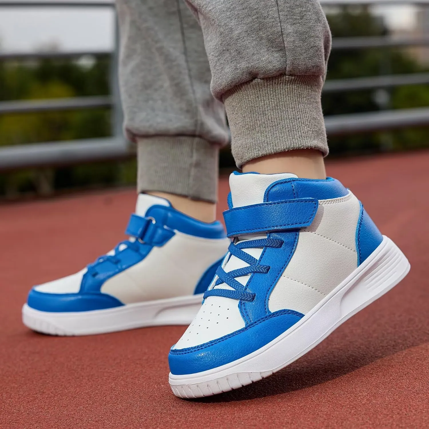 Kids Sneakers Boys Running Shoes Girls High Top Casual Lightweight Classic Adjustable Strap Sneakers
