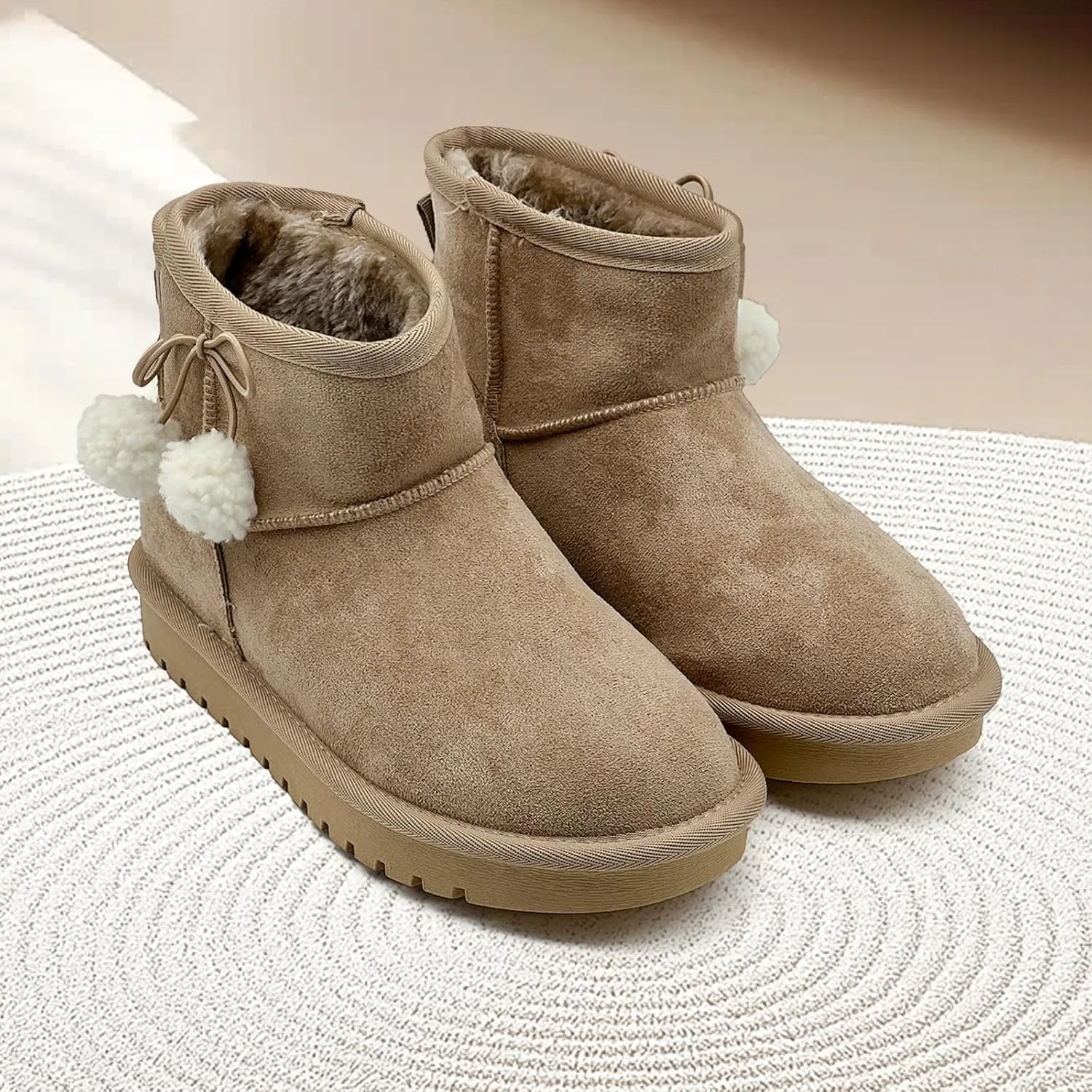 Kids Snow Boots for Girls Boys Comfy Warm Fur Lined Winter Boots Lightweight Slip On Fuzzy Ankle Boot (Little/Big Kids)