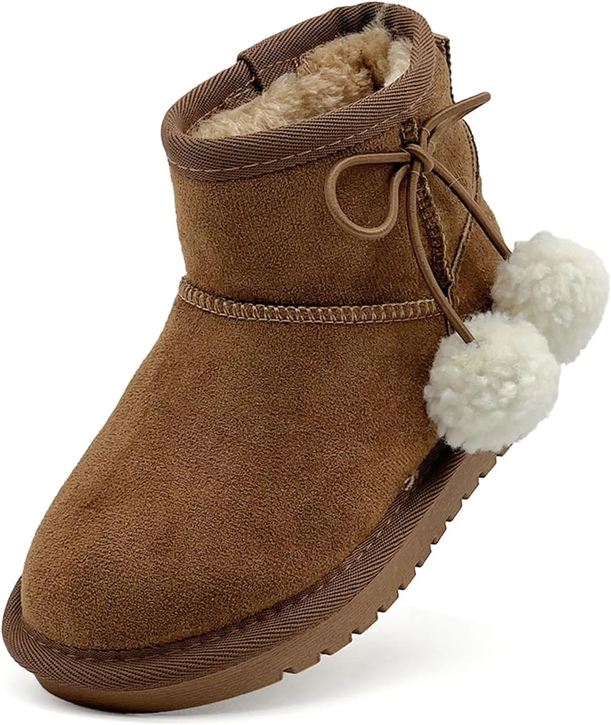 Kids Snow Boots for Girls Boys Comfy Warm Fur Lined Winter Boots Lightweight Slip On Fuzzy Ankle Boot (Little/Big Kids)