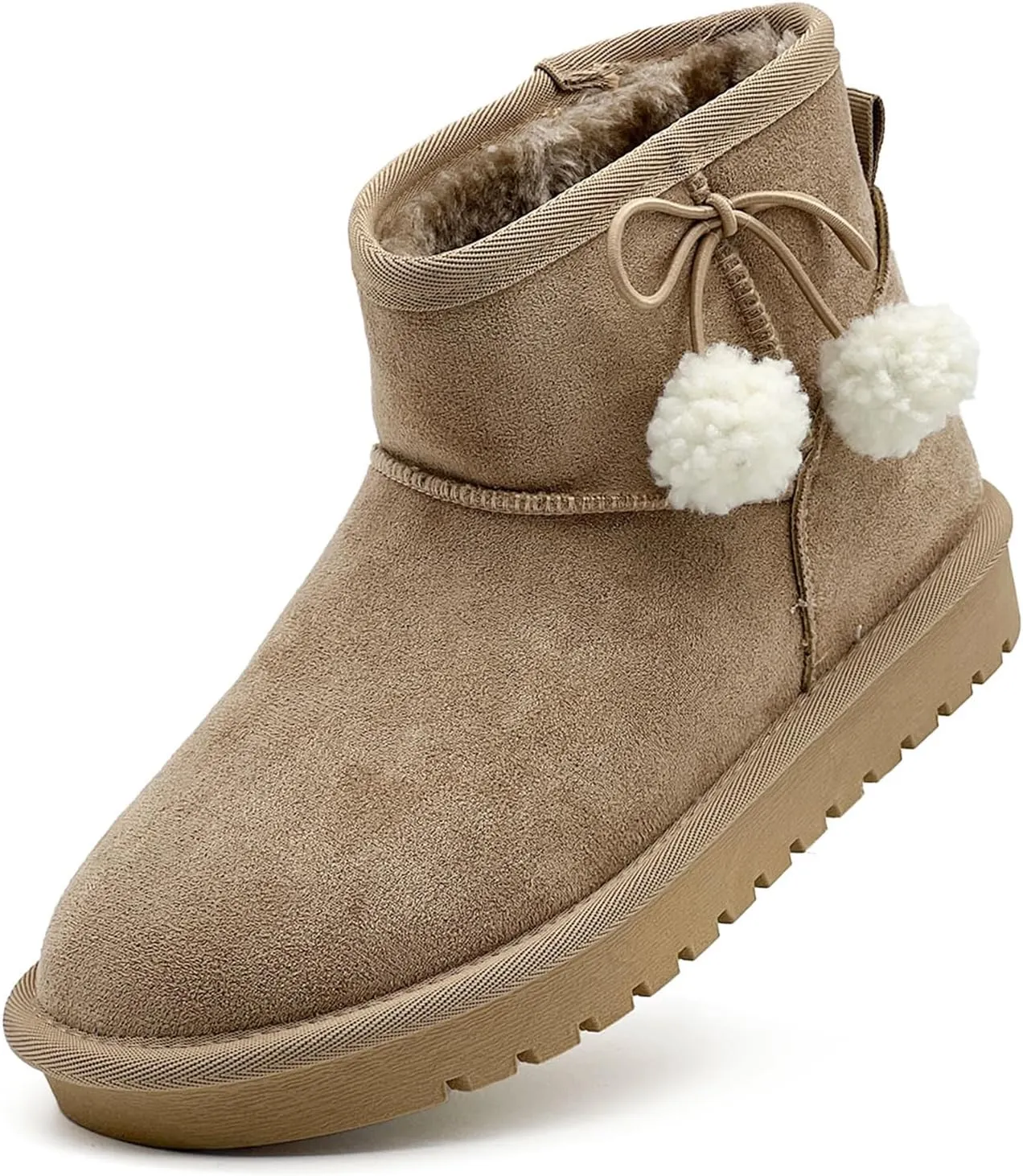 Kids Snow Boots for Girls Boys Comfy Warm Fur Lined Winter Boots Lightweight Slip On Fuzzy Ankle Boot (Little/Big Kids)