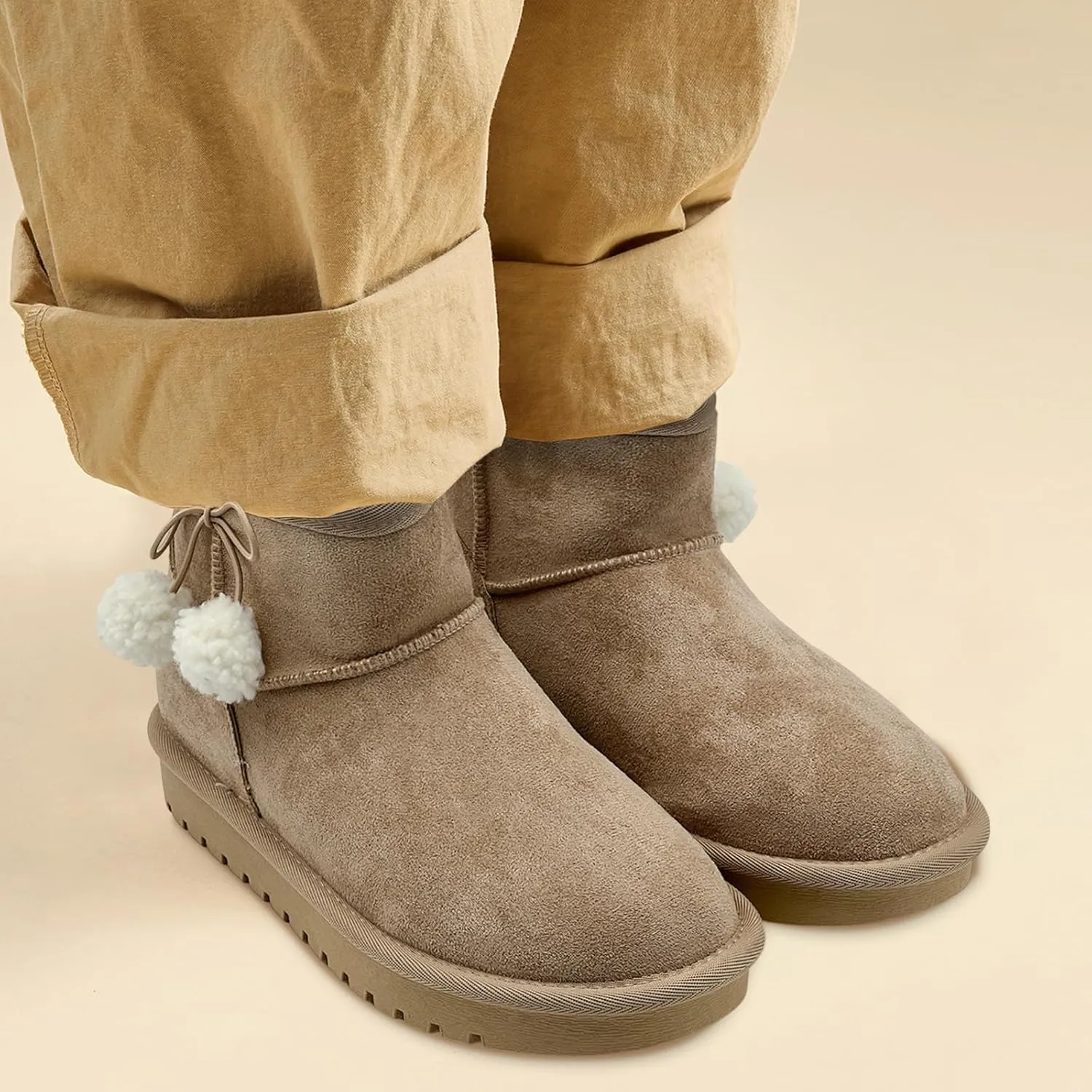 Kids Snow Boots for Girls Boys Comfy Warm Fur Lined Winter Boots Lightweight Slip On Fuzzy Ankle Boot (Little/Big Kids)
