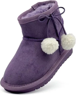 Kids Snow Boots for Girls Boys Comfy Warm Fur Lined Winter Boots Lightweight Slip On Fuzzy Ankle Boot (Little/Big Kids)