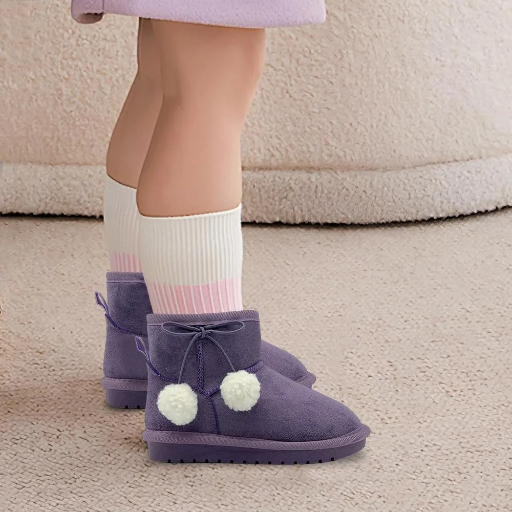 Kids Snow Boots for Girls Boys Comfy Warm Fur Lined Winter Boots Lightweight Slip On Fuzzy Ankle Boot (Little/Big Kids)
