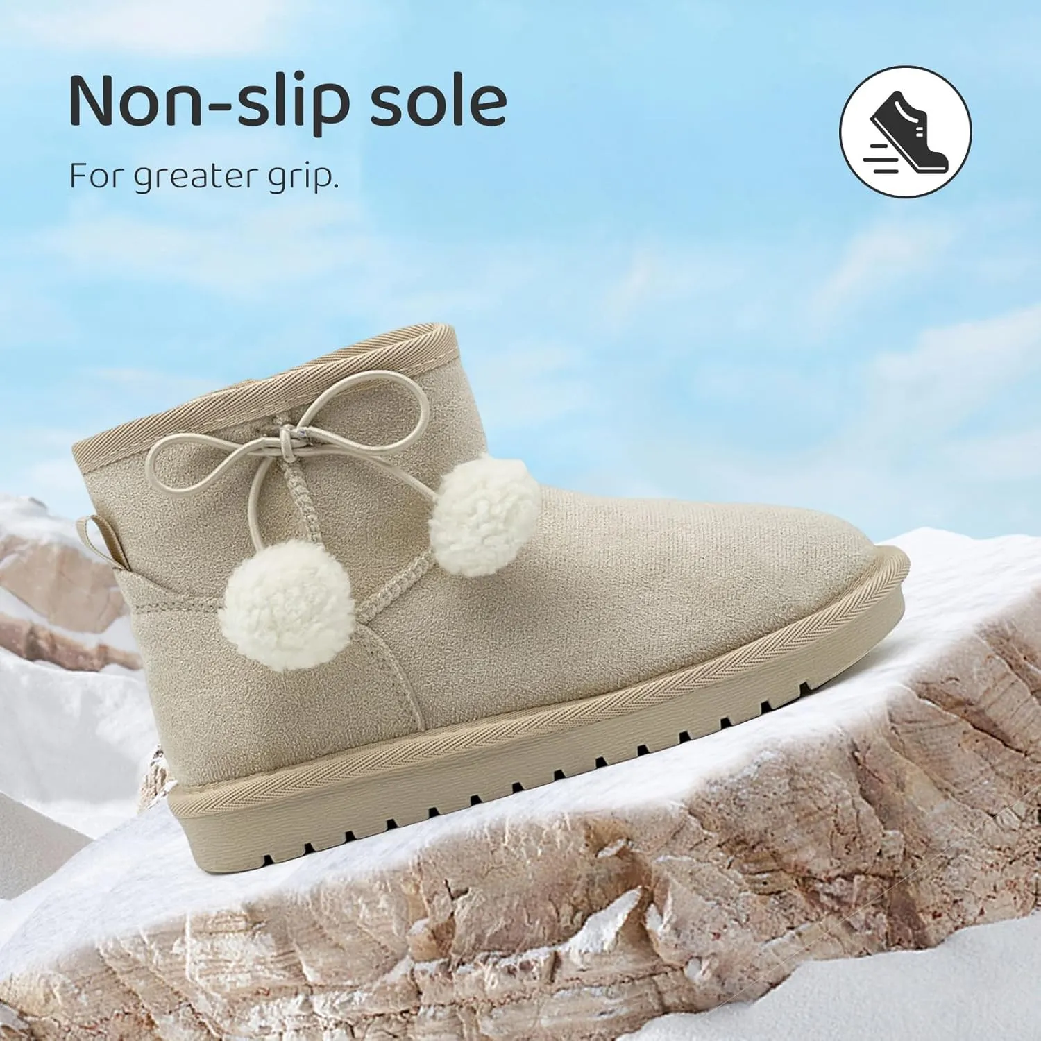 Kids Snow Boots for Girls Boys Comfy Warm Fur Lined Winter Boots Lightweight Slip On Fuzzy Ankle Boot (Little/Big Kids)