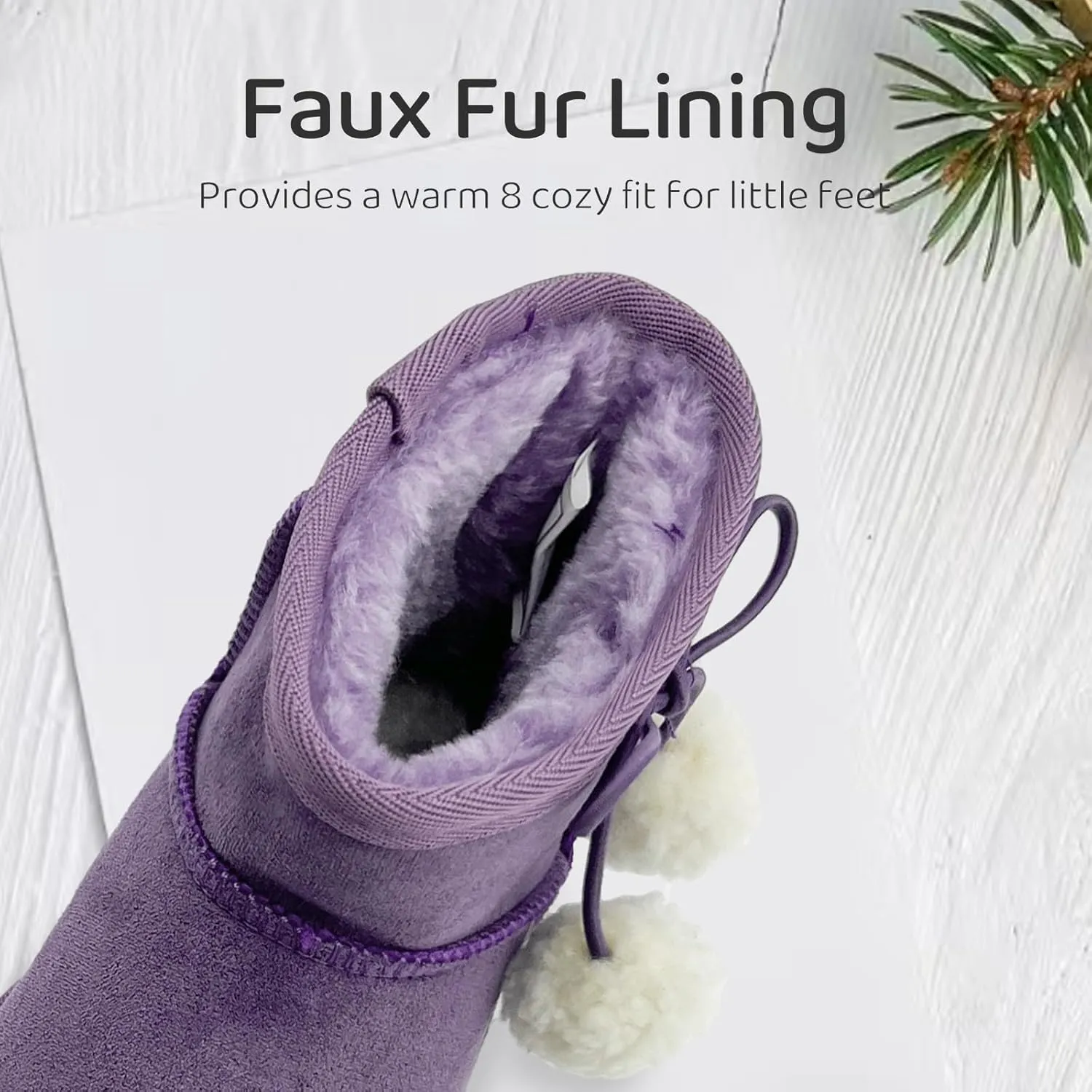 Kids Snow Boots for Girls Boys Comfy Warm Fur Lined Winter Boots Lightweight Slip On Fuzzy Ankle Boot (Little/Big Kids)