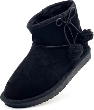 Kids Snow Boots for Girls Boys Comfy Warm Fur Lined Winter Boots Lightweight Slip On Fuzzy Ankle Boot (Little/Big Kids)