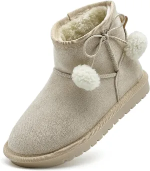 Kids Snow Boots for Girls Boys Comfy Warm Fur Lined Winter Boots Lightweight Slip On Fuzzy Ankle Boot (Little/Big Kids)