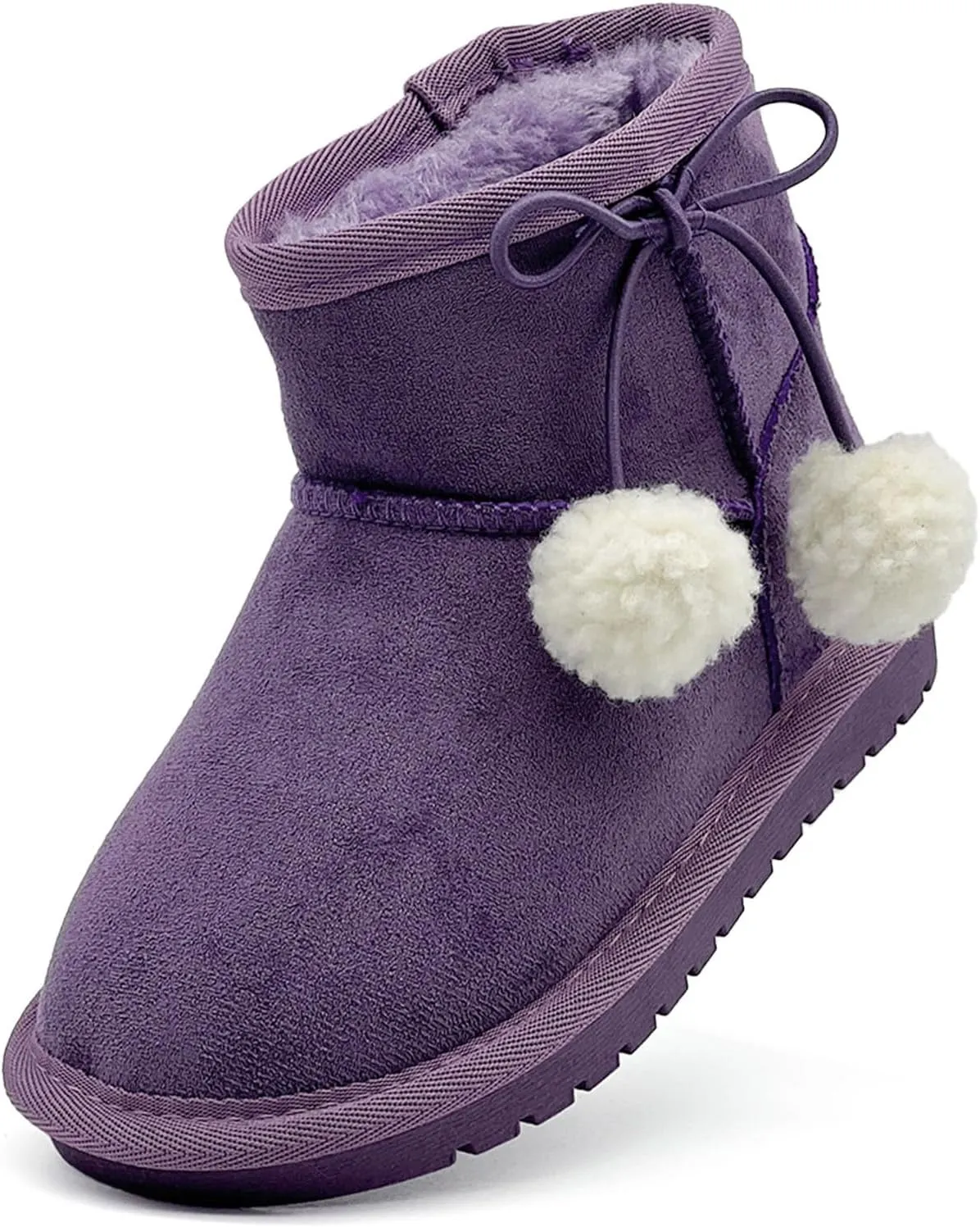 Kids Snow Boots for Girls Boys Comfy Warm Fur Lined Winter Boots Lightweight Slip On Fuzzy Ankle Boot (Little/Big Kids)