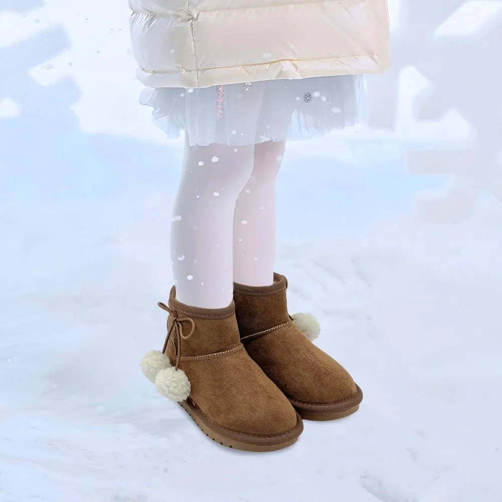 Kids Snow Boots for Girls Boys Comfy Warm Fur Lined Winter Boots Lightweight Slip On Fuzzy Ankle Boot (Little/Big Kids)