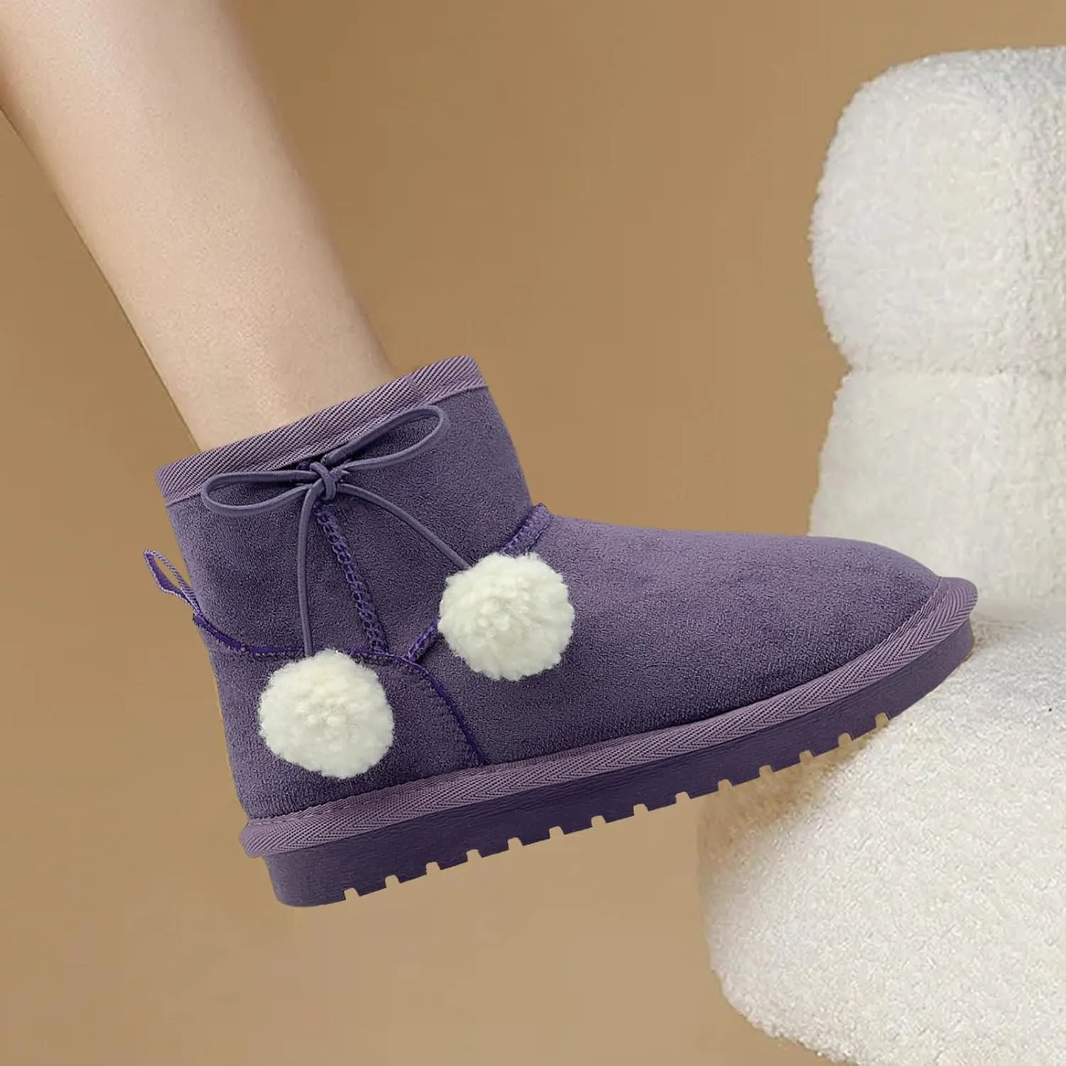 Kids Snow Boots for Girls Boys Comfy Warm Fur Lined Winter Boots Lightweight Slip On Fuzzy Ankle Boot (Little/Big Kids)