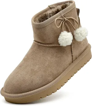 Kids Snow Boots for Girls Boys Comfy Warm Fur Lined Winter Boots Lightweight Slip On Fuzzy Ankle Boot (Little/Big Kids)