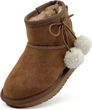 Kids Snow Boots for Girls Boys Comfy Warm Fur Lined Winter Boots Lightweight Slip On Fuzzy Ankle Boot (Little/Big Kids)