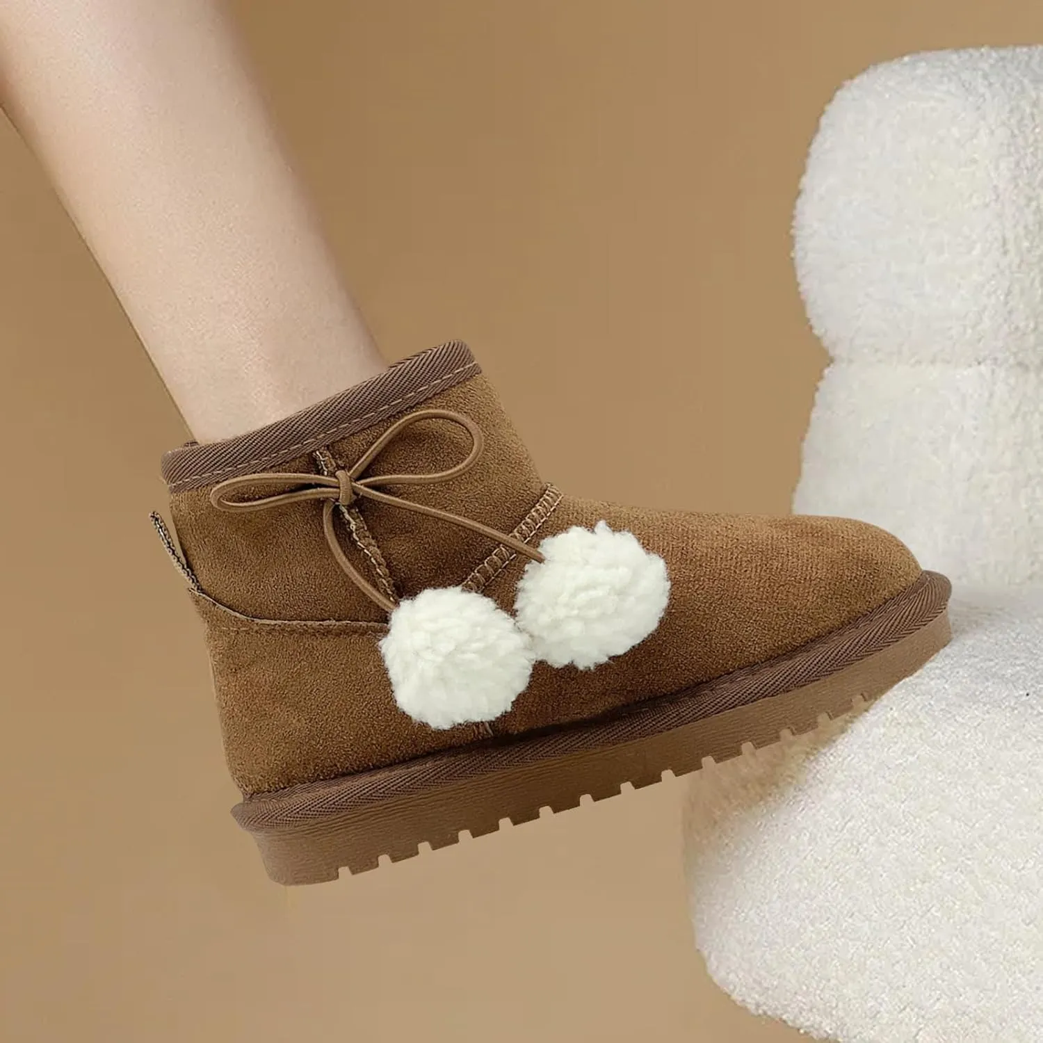 Kids Snow Boots for Girls Boys Comfy Warm Fur Lined Winter Boots Lightweight Slip On Fuzzy Ankle Boot (Little/Big Kids)