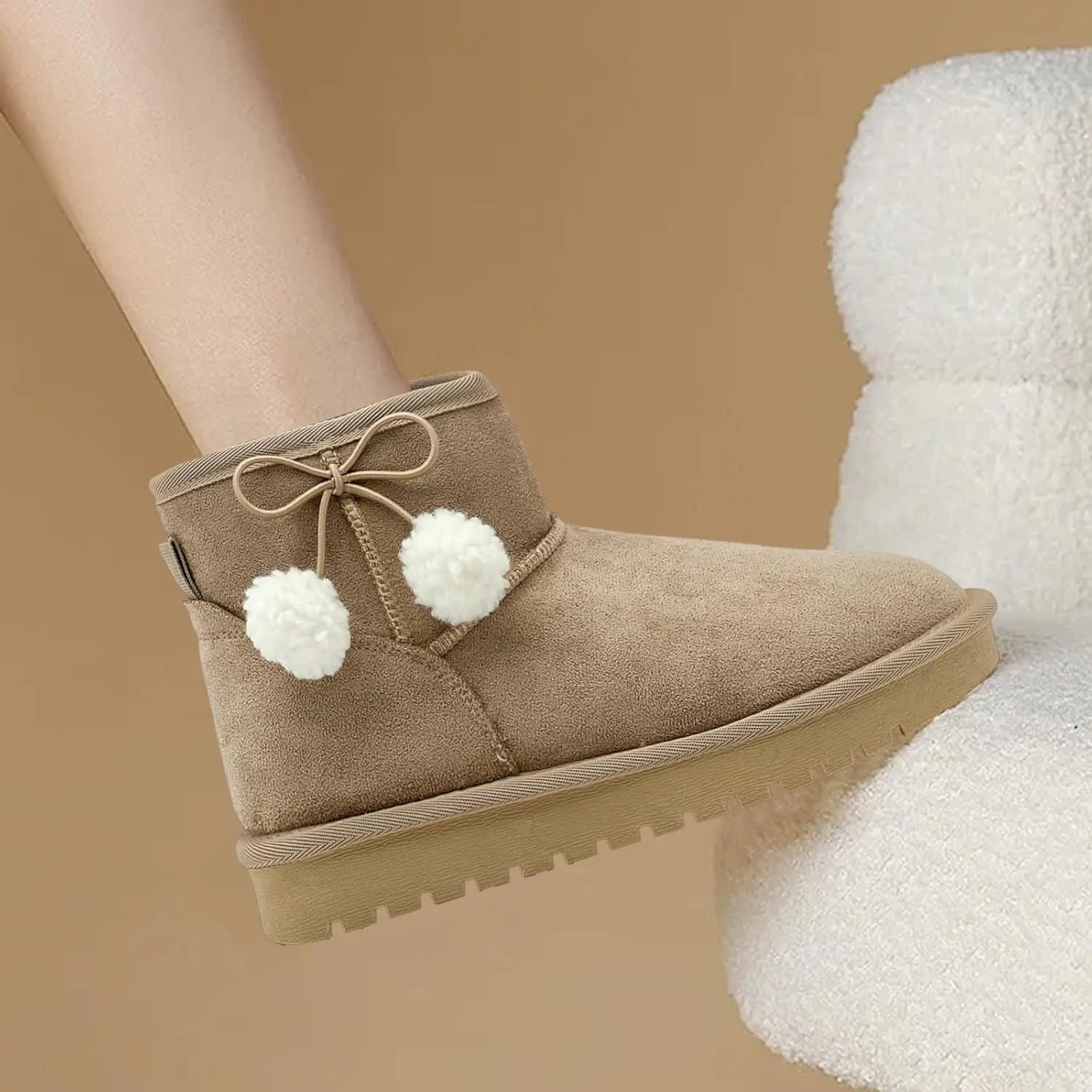 Kids Snow Boots for Girls Boys Comfy Warm Fur Lined Winter Boots Lightweight Slip On Fuzzy Ankle Boot (Little/Big Kids)