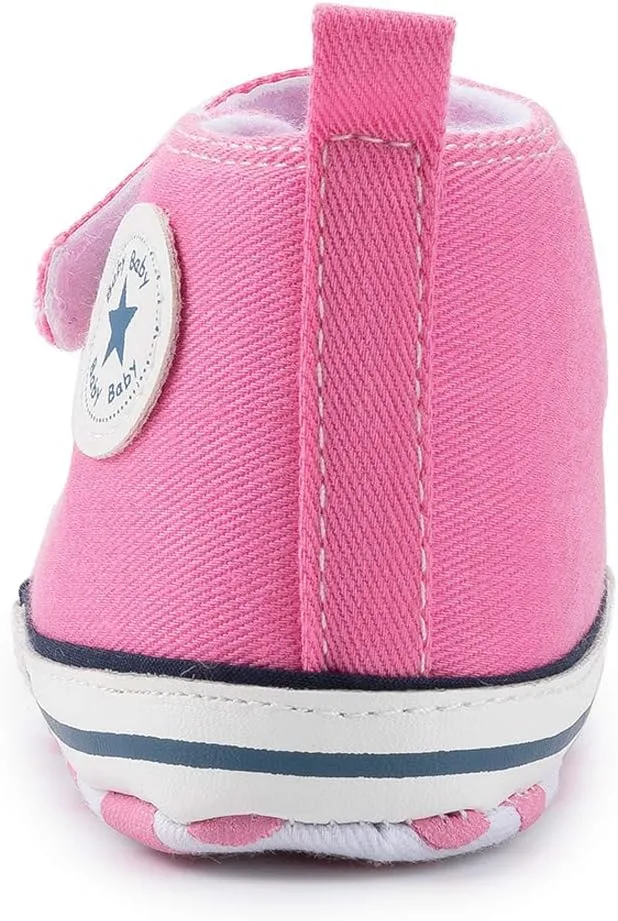 KIDSUN Unisex Baby Boy Girl Canvas Sneaker Soft Sole Infant Lace up Newborn Ankle Toddler First Walkers Crib Shoes