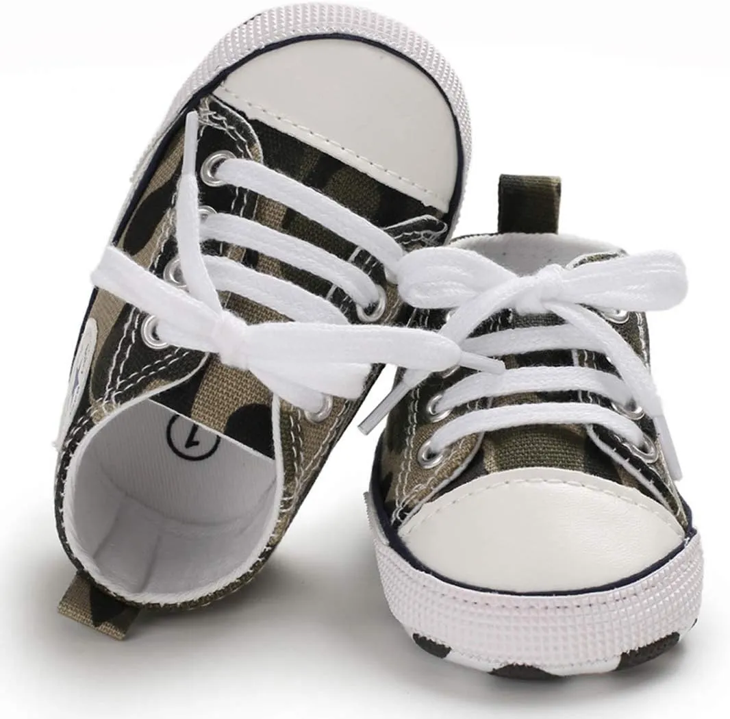 KIDSUN Unisex Baby Boy Girl Canvas Sneaker Soft Sole Infant Lace up Newborn Ankle Toddler First Walkers Crib Shoes