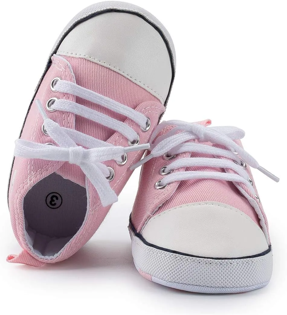 KIDSUN Unisex Baby Boys Girls High Top Sneaker Soft Anti-Slip Sole Newborn Infant First Walkers Canvas Denim Shoes