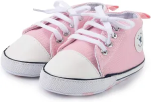 KIDSUN Unisex Baby Boys Girls High Top Sneaker Soft Anti-Slip Sole Newborn Infant First Walkers Canvas Denim Shoes