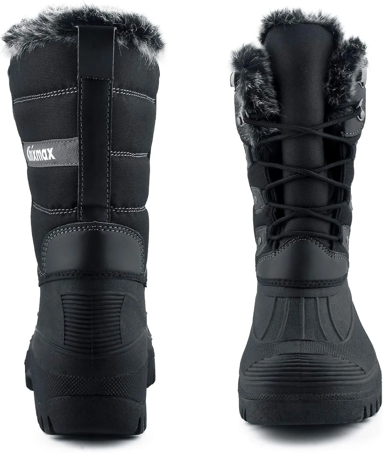 Knixmax Women's Winter Snow Boots Waterproof Mid Calf Booties Fur Lined Warm Outdoor Insulated Mucker Yard Skiing Hiking Boots