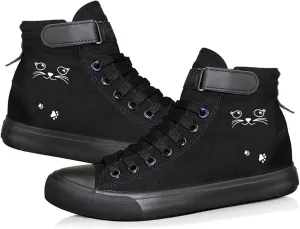 KPOP Cat Shoe Women,Gifts for Teen Girls,Animal Cat Printed Shoes Sneakers Canvas Cute Cat Pattern Unisex High Top Sneakers