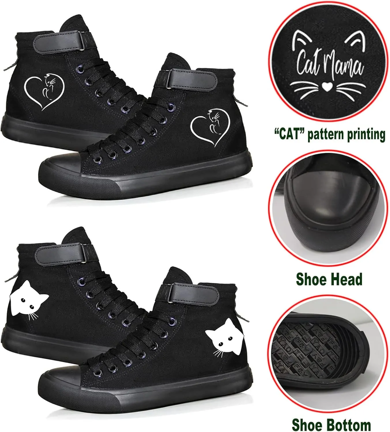 KPOP Cat Shoe Women,Gifts for Teen Girls,Animal Cat Printed Shoes Sneakers Canvas Cute Cat Pattern Unisex High Top Sneakers