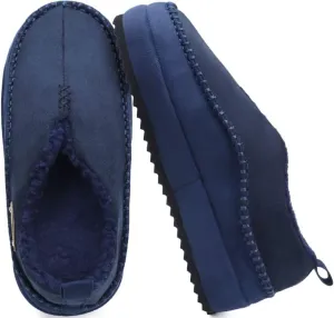 KuaiLu Men's Slippers Cozy Memory Foam House Slipper Shoes Warm Suede Winter Moccasins Slip-on Boots Slippers For Man with Fuzzy Sherpa Lining & Indoor/Outdoor Hard Rubber Sole
