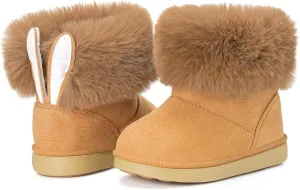 KVbabby Girls Winter Snow Boots - Toddler Kids Warm Fur Lined Princess Ankle Boots Non-Slip