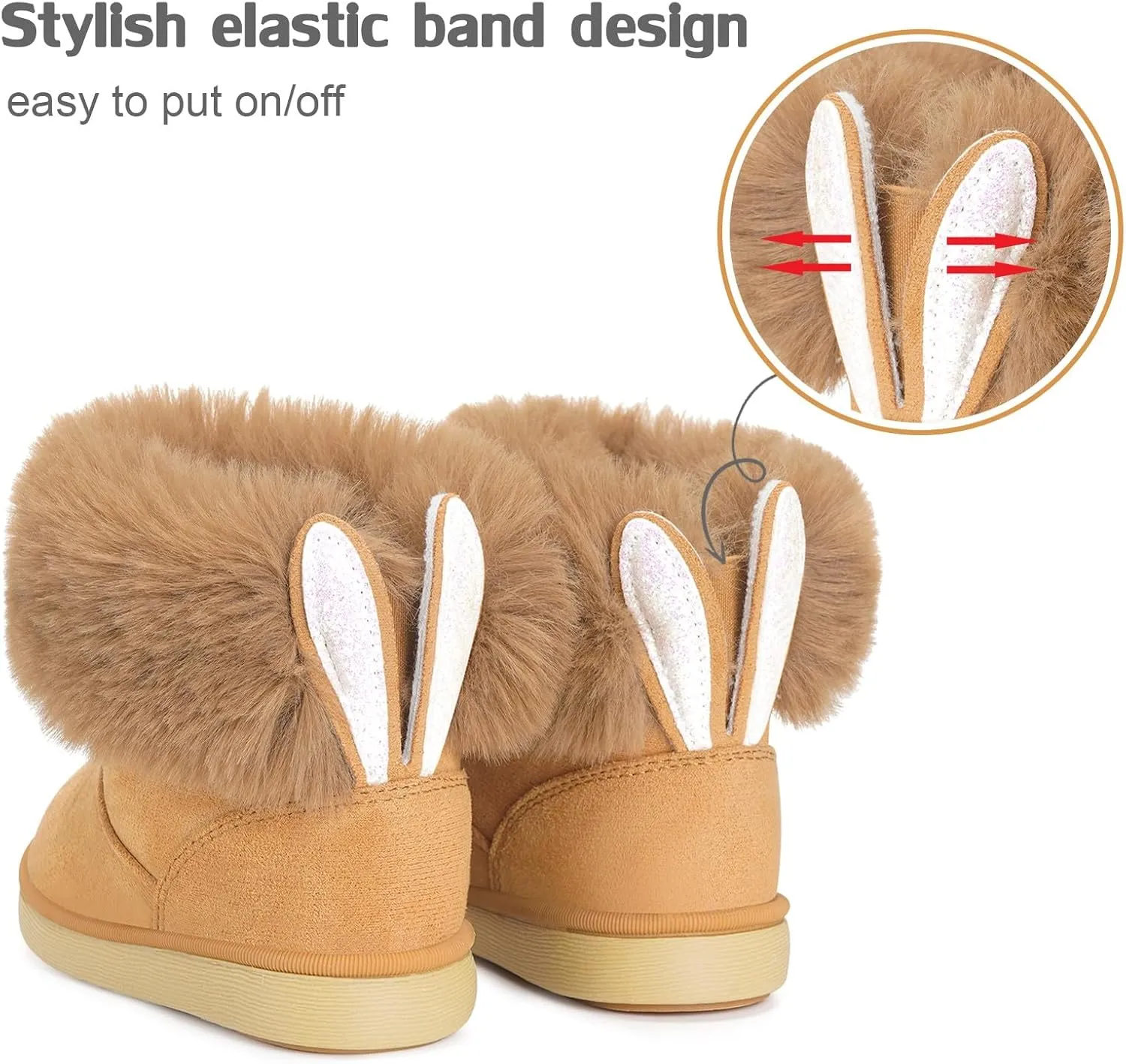 KVbabby Girls Winter Snow Boots - Toddler Kids Warm Fur Lined Princess Ankle Boots Non-Slip