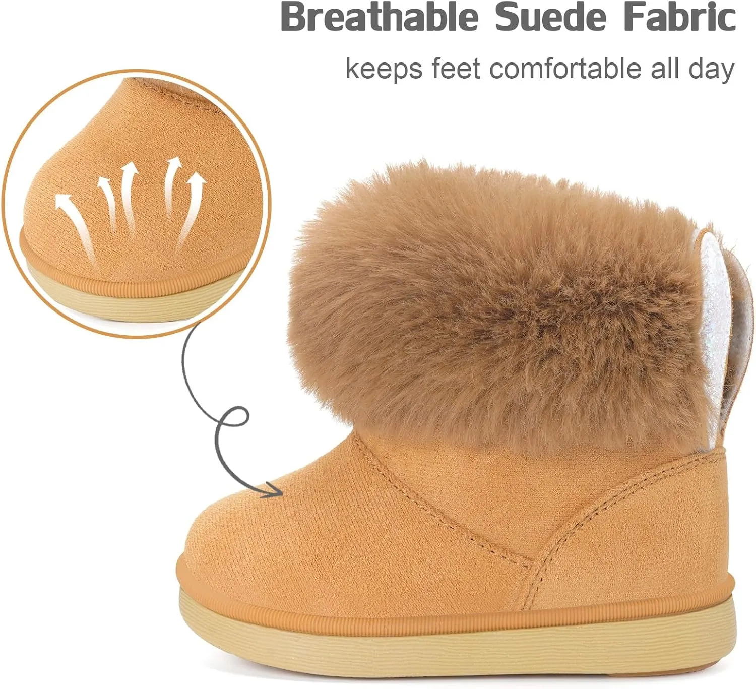 KVbabby Girls Winter Snow Boots - Toddler Kids Warm Fur Lined Princess Ankle Boots Non-Slip