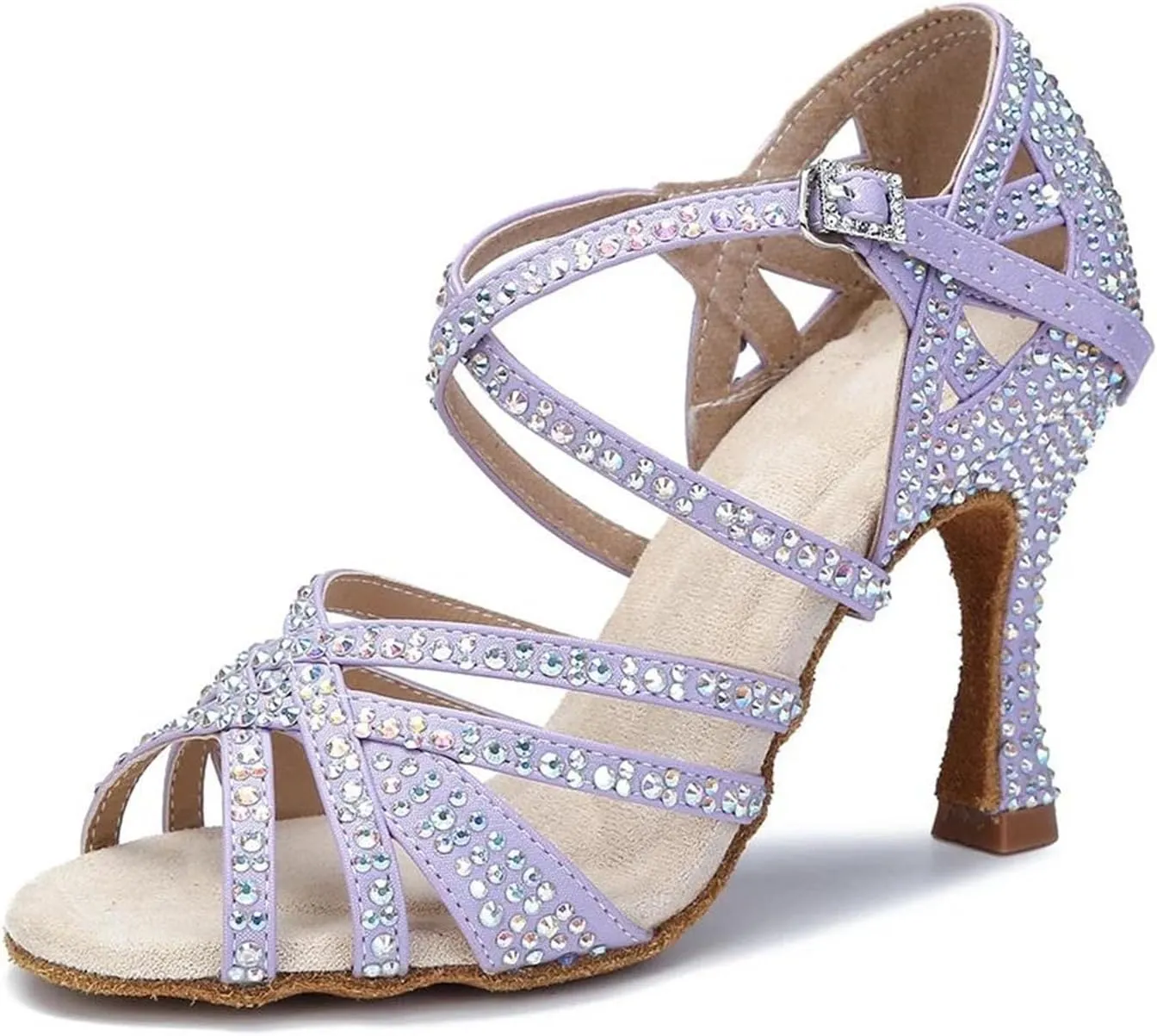 Ladies Amethyst Velvet Party Heels - Strappy Sandals with Satin Laces for Royal-Themed Events (7.5CM/2.95")