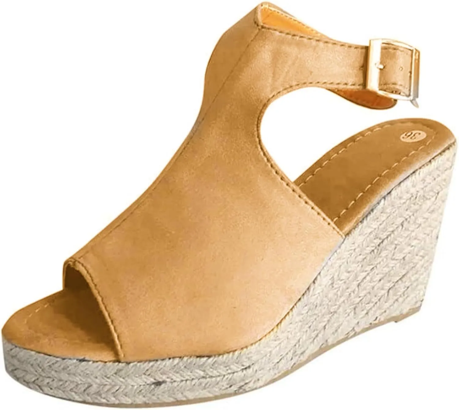 Ladmiple Sandals for Women Wedge,Womens 2023 Summer Comfy Slip-On Sandal Casual Beach Shoes Open Toe Espadrille Platform