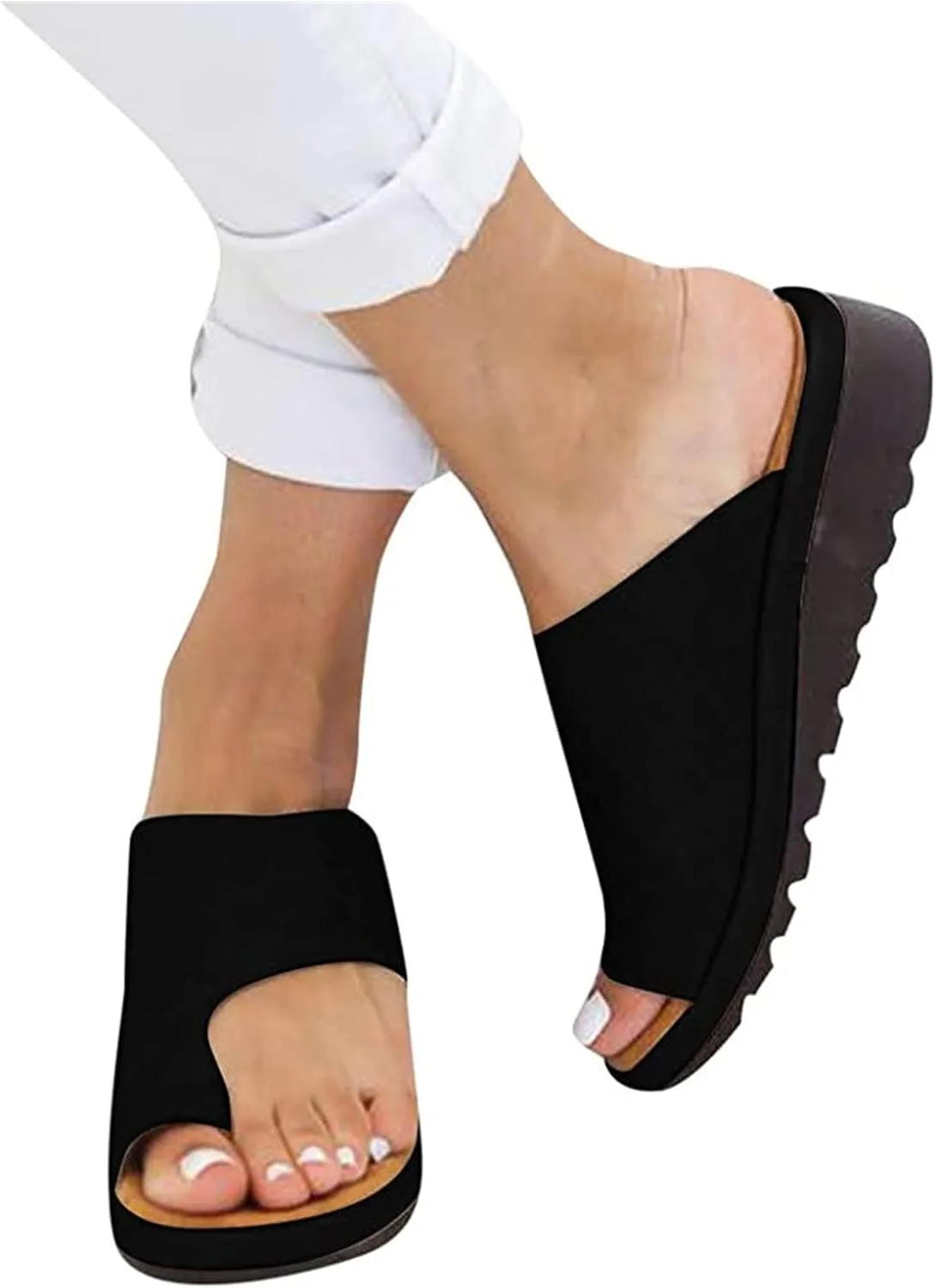 Ladmiple Sandals for Women Wedge,Womens 2023 Summer Comfy Slip-On Sandal Casual Beach Shoes Open Toe Espadrille Platform