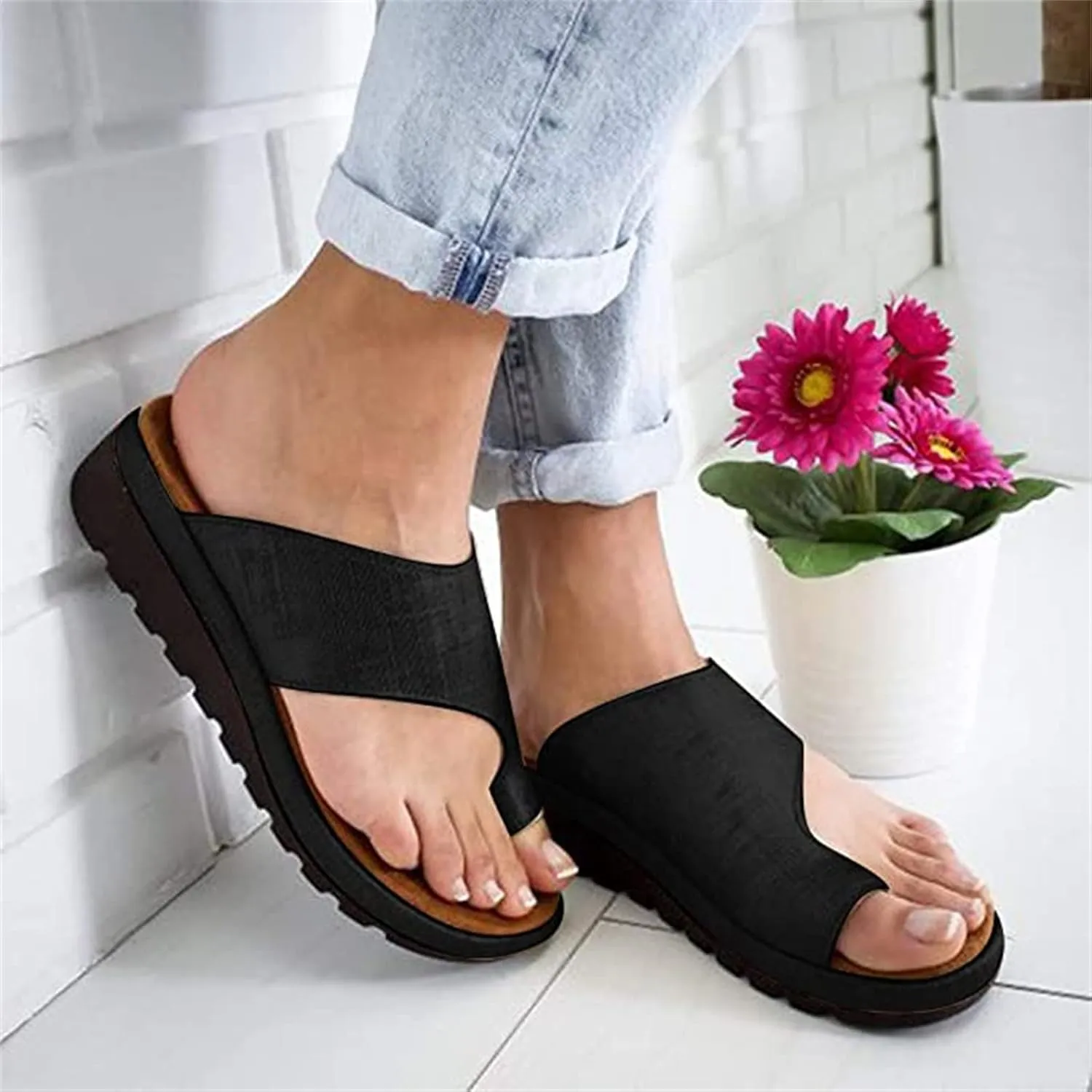 Ladmiple Sandals for Women Wedge,Womens 2023 Summer Comfy Slip-On Sandal Casual Beach Shoes Open Toe Espadrille Platform